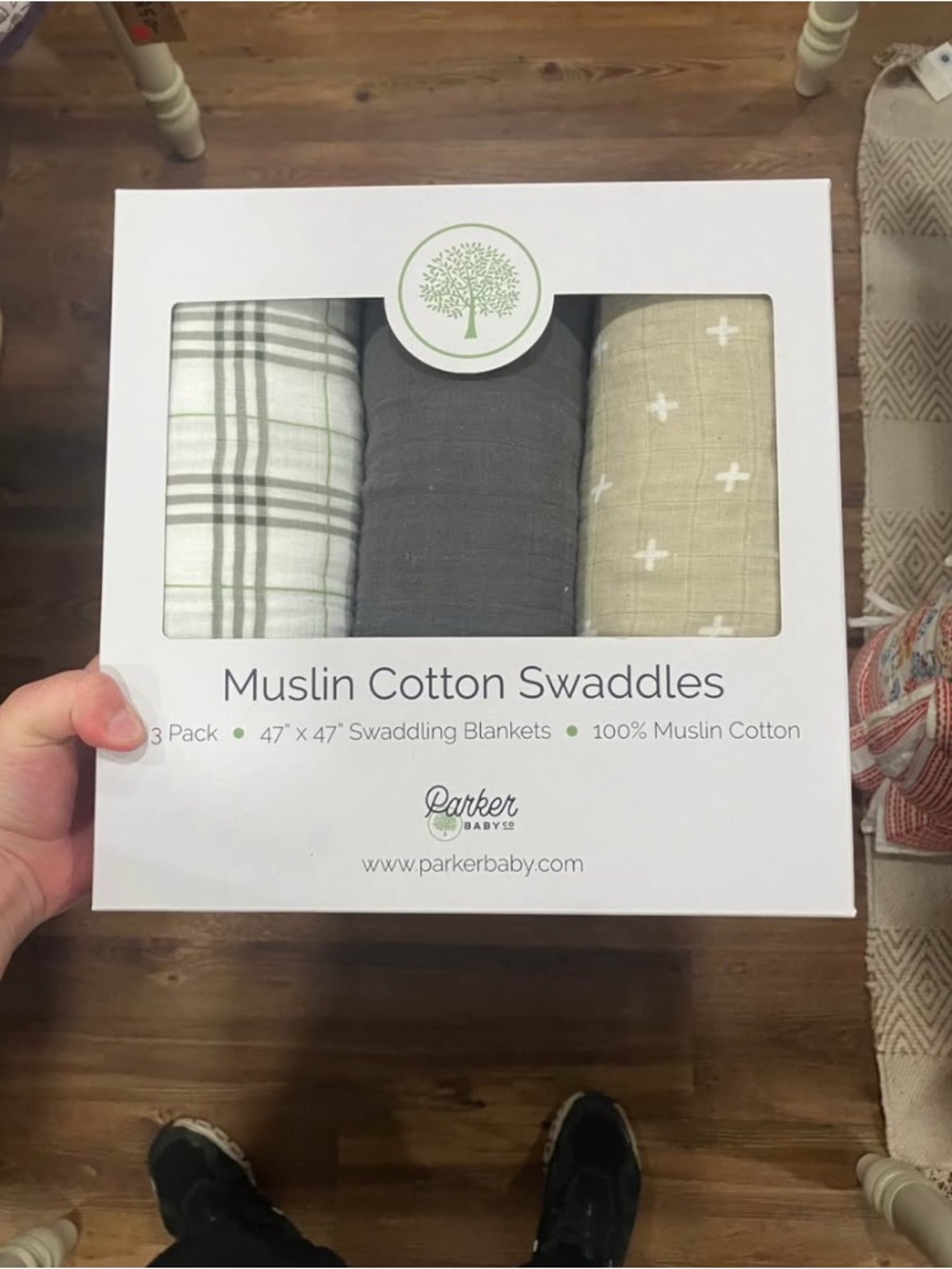 NEW Parker Baby Co Green/Gray Swaddle Set of 3